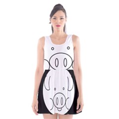 Pig Logo Scoop Neck Skater Dress by BangZart