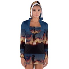 Art Sunset Anime Afternoon Long Sleeve Hooded T-shirt by BangZart