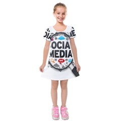 Social Media Computer Internet Typography Text Poster Kids  Short Sleeve Velvet Dress by BangZart