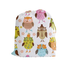 Cute Owls Pattern Drawstring Pouches (extra Large) by BangZart