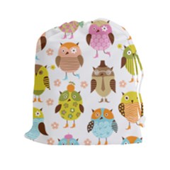 Cute Owls Pattern Drawstring Pouches (xxl) by BangZart