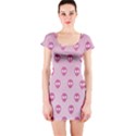 Alien Pattern Pink Short Sleeve Bodycon Dress View1