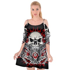 Skull Tribal Cutout Spaghetti Strap Chiffon Dress by Valentinaart