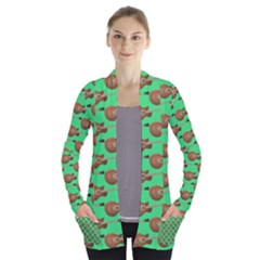 Guitars Pattern                       Women s Open Front Pockets Cardigan by LalyLauraFLM