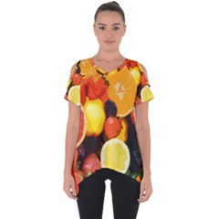 Fruits Pattern Cut Out Side Drop Tee by Valentinaart