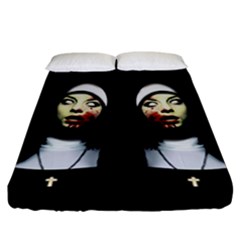 Horror Nuns Fitted Sheet (california King Size) by Valentinaart