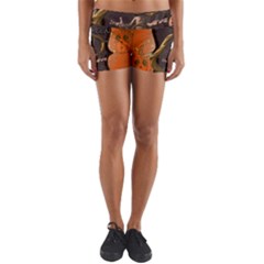 Halloween, Funny Mummy With Pumpkins Yoga Shorts by FantasyWorld7