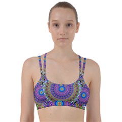 Colorful Purple Green Mandala Pattern Line Them Up Sports Bra by paulaoliveiradesign