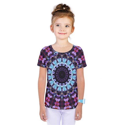 Kaleidoscope Mandala Purple Pattern Art Kids  One Piece Tee by paulaoliveiradesign