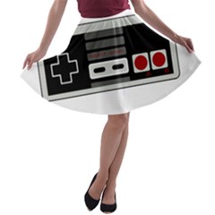 Video Game Controller 80s A-line Skater Skirt by Valentinaart