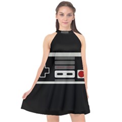 Video Game Controller 80s Halter Neckline Chiffon Dress  by Valentinaart