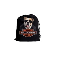 Bulldog Biker Drawstring Pouches (small)  by Valentinaart