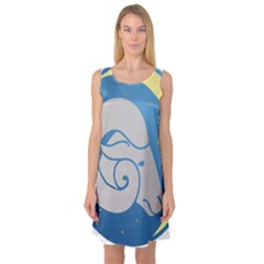 Ram Zodiac Sign Zodiac Moon Star Sleeveless Satin Nightdress by Nexatart