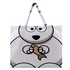 Bear Polar Bear Arctic Fish Mammal Zipper Large Tote Bag by Nexatart