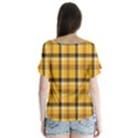 Yellow Fabric Plaided Texture Pattern Flutter Sleeve Top View2