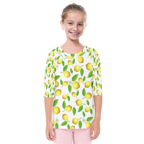 Lemon Pattern Kids  Quarter Sleeve Raglan Tee by Valentinaart