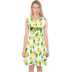 Lemon Pattern Capsleeve Midi Dress by Valentinaart