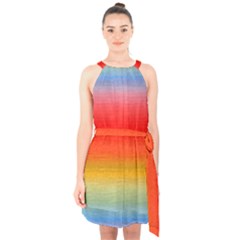 Ombre Halter Collar Waist Tie Chiffon Dress by ValentinaDesign