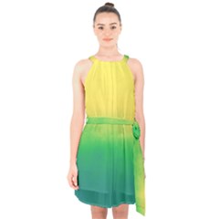 Ombre Halter Collar Waist Tie Chiffon Dress by ValentinaDesign