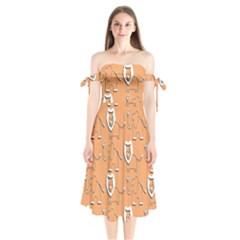 Lion Pattern Wallpaper Vector Shoulder Tie Bardot Midi Dress by Nexatart