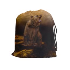 Roaring Grizzly Bear Drawstring Pouches (extra Large) by gatterwe