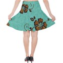 Chocolate Background Floral Pattern Velvet High Waist Skirt View2