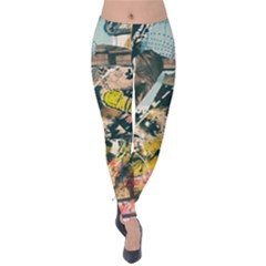 Art Graffiti Abstract Vintage Velvet Leggings by Nexatart