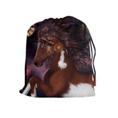 Steampunk Wonderful Wild Horse With Clocks And Gears Drawstring Pouches (extra Large) by FantasyWorld7