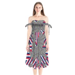 Alternatively Mega British America Dragon Illustration Shoulder Tie Bardot Midi Dress by Mariart