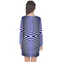 Blue Lines Iterative Art Wave Chevron Long Sleeve Chiffon Shift Dress  View2