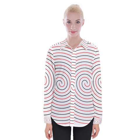 Double Line Spiral Spines Red Black Circle Womens Long Sleeve Shirt by Mariart