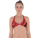 Double Spiral Thick Lines Black Red Halter Neck Bikini Top View1