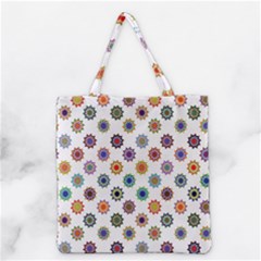 Flowers Pattern Recolor Artwork Sunflower Rainbow Beauty Grocery Tote Bag by Mariart