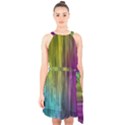 Rainbow Bubble Curtains Motion Background Space Halter Collar Waist Tie Chiffon Dress View1