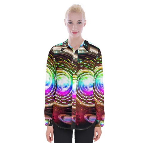 Space Star Planet Light Galaxy Moon Womens Long Sleeve Shirt by Mariart