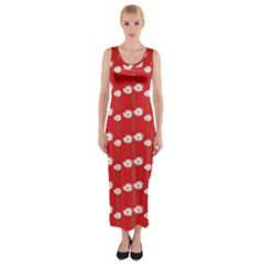 Sunflower Red Star Beauty Flower Floral Fitted Maxi Dress by Mariart