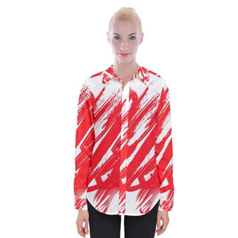 Valentines Day Heart Modern Red Polka Womens Long Sleeve Shirt by Mariart