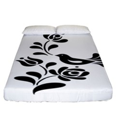 Birds Flower Rose Black Animals Fitted Sheet (california King Size) by Mariart