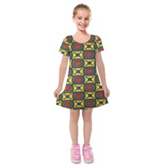 African Textiles Patterns Kids  Short Sleeve Velvet Dress by Mariart