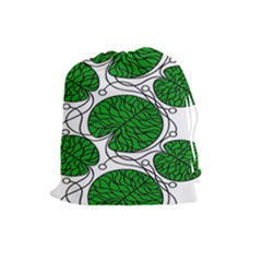 Bottna Fabric Leaf Green Drawstring Pouches (large)  by Mariart