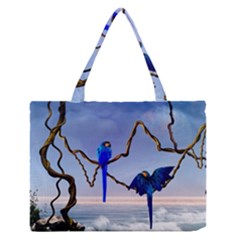 Wonderful Blue  Parrot Looking To The Ocean Zipper Medium Tote Bag by FantasyWorld7