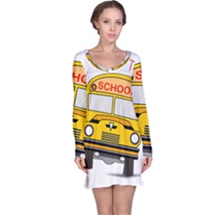 Back To School - School Bus Long Sleeve Nightdress by Valentinaart