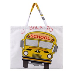 Back To School - School Bus Zipper Large Tote Bag by Valentinaart