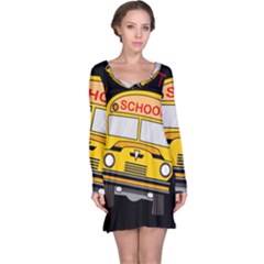 Back To School - School Bus Long Sleeve Nightdress by Valentinaart