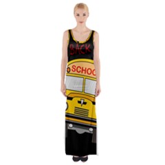 Back To School - School Bus Maxi Thigh Split Dress by Valentinaart