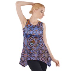 Silk Screen Sound Frequencies Net Blue Side Drop Tank Tunic by Mariart