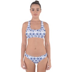 Rabbits Deer Birds Fish Flowers Floral Star Blue White Sexy Animals Cross Back Hipster Bikini Set by Mariart