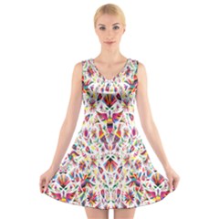 Peacock Rainbow Animals Bird Beauty Sexy Flower Floral Sunflower Star V-neck Sleeveless Skater Dress by Mariart