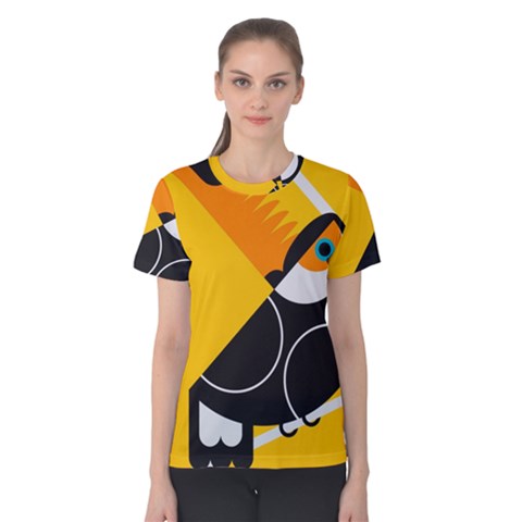 Cute Toucan Bird Cartoon Yellow Black Women s Cotton Tee by Mariart