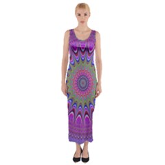 Art Mandala Design Ornament Flower Fitted Maxi Dress by BangZart